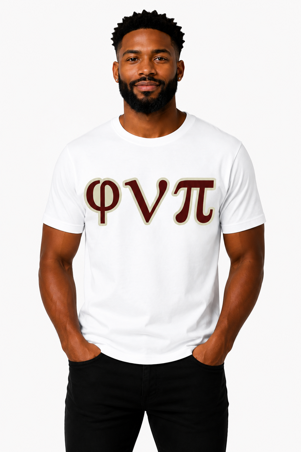 White φνπ Tee - Crimson/Cream