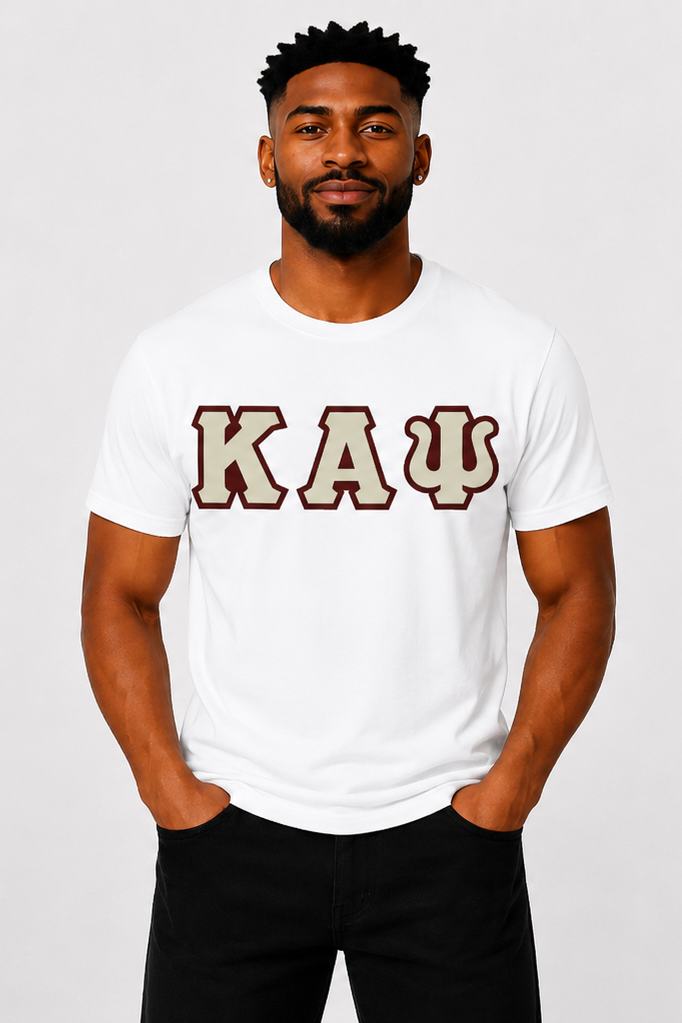 White ΚΑΨ Tee - Cream/Crimson