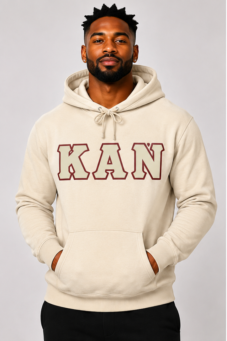 Cream KAN Hoodie - Cream/Crimson