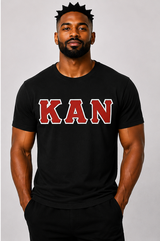 Black ΚΑN Tee -  Red/White
