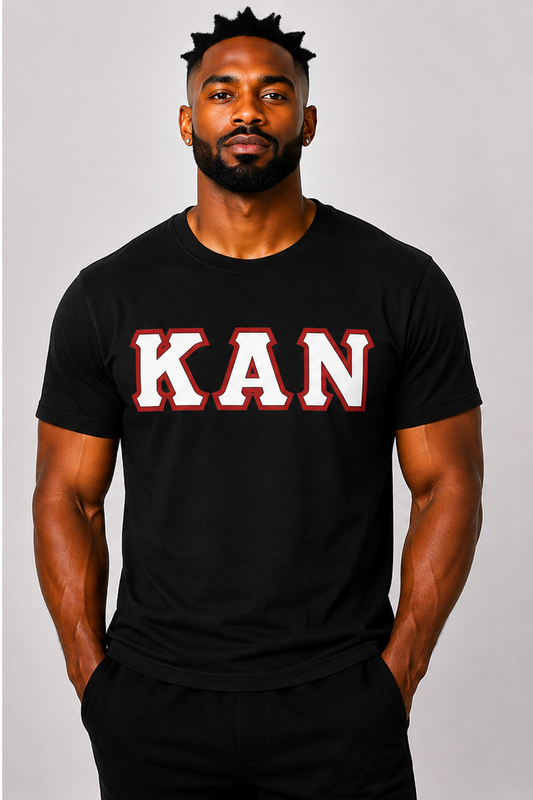 Black ΚΑN Tee -  White/Red