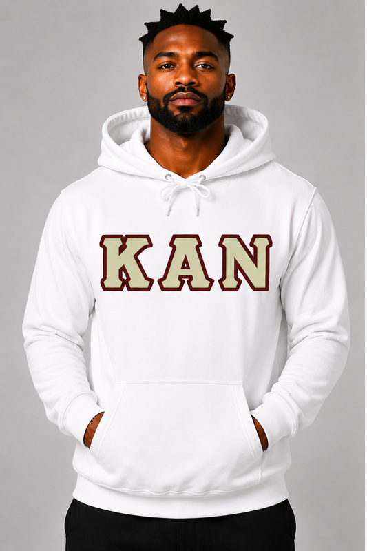 White KAN Hoodie - Cream/Crimson