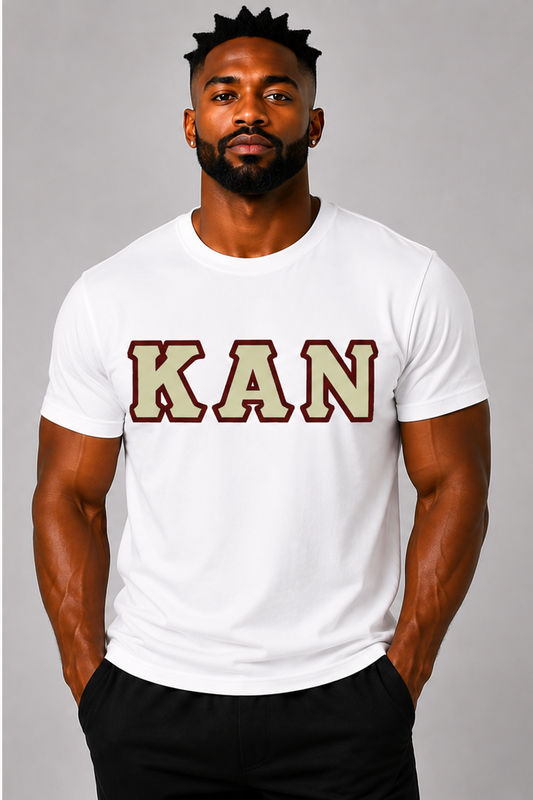 White ΚΑN Tee -  Cream/Crimson