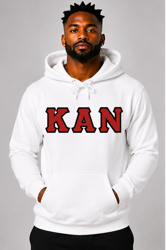 White KAN Hoodie - Red/Black