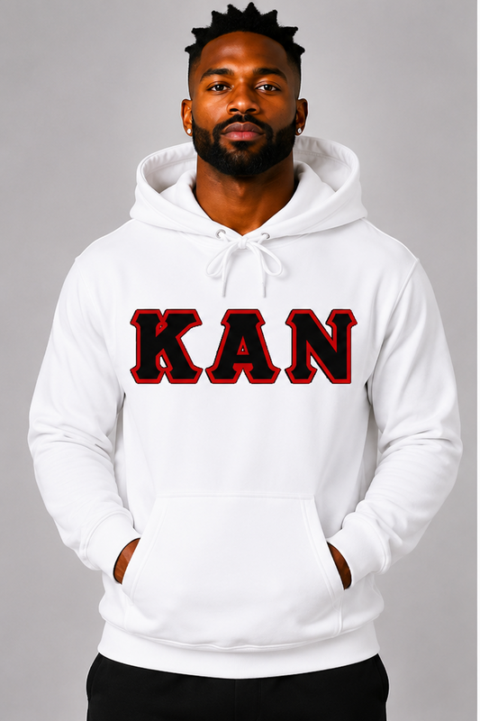 White KAN Hoodie - Black/Red