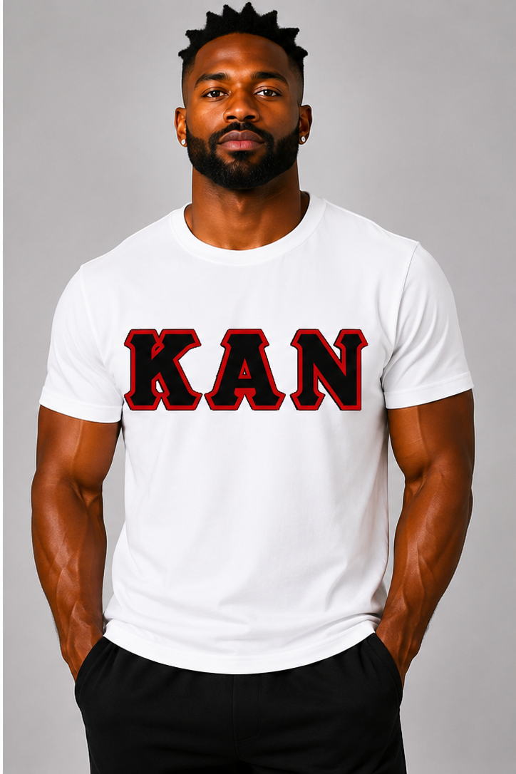 White ΚΑN Tee - Black/Red