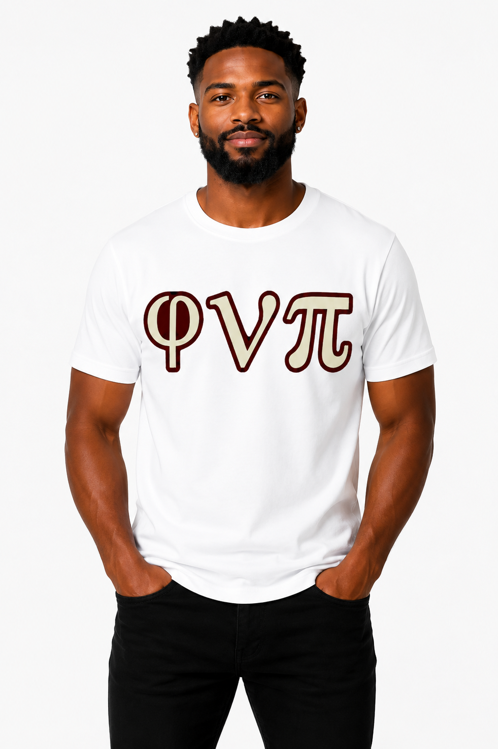 White φνπ Tee - Cream/Crimson