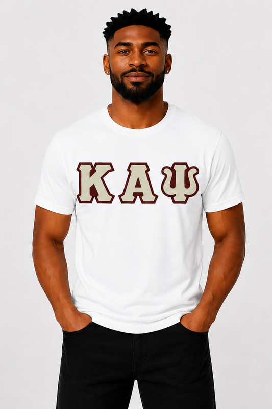 White ΚΑΨ Tee - Cream/Crimson