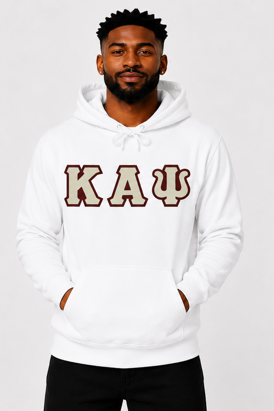 White ΚΑΨ Hoodie - Cream/Crimson