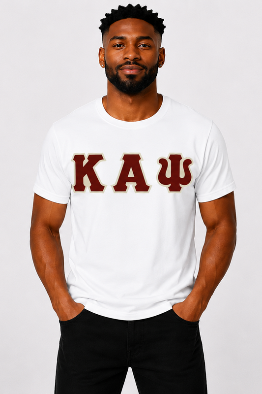 White ΚΑΨ Tee - Crimson/Cream